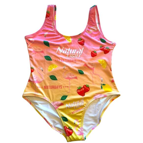 Shinesty x Natural Light Naturday Flamingo Strawberry Swimsuit 2X Anheuser-Busch - Picture 1 of 6